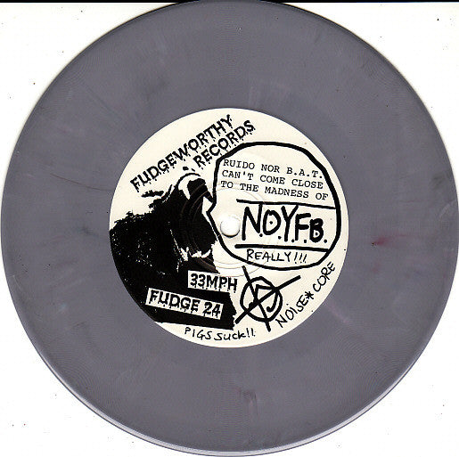 N.O.Y.F.B. / Hatebox – Pork: The Other White Meat / Sonic Hatred 98 - 7" - Grey Marbled - 1999 - Fudgeworthy Records – FUDGE 24