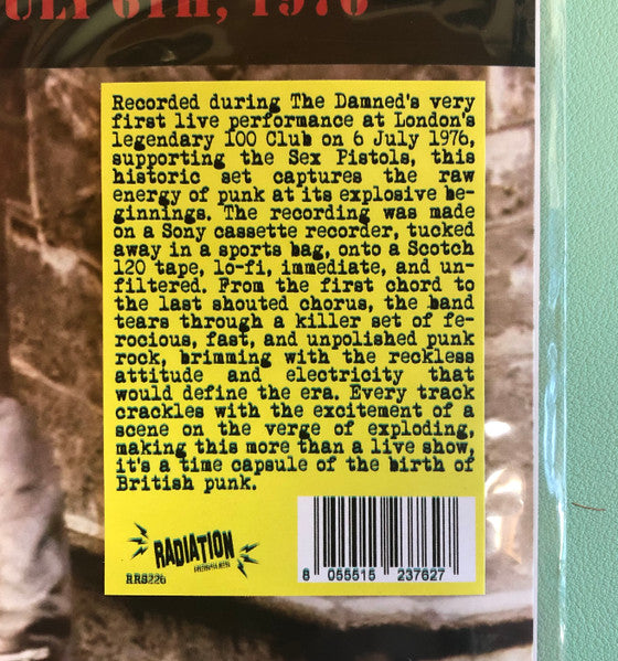 The Damned - Live At The 100 Club July 6th 1976 (LP, RE)
