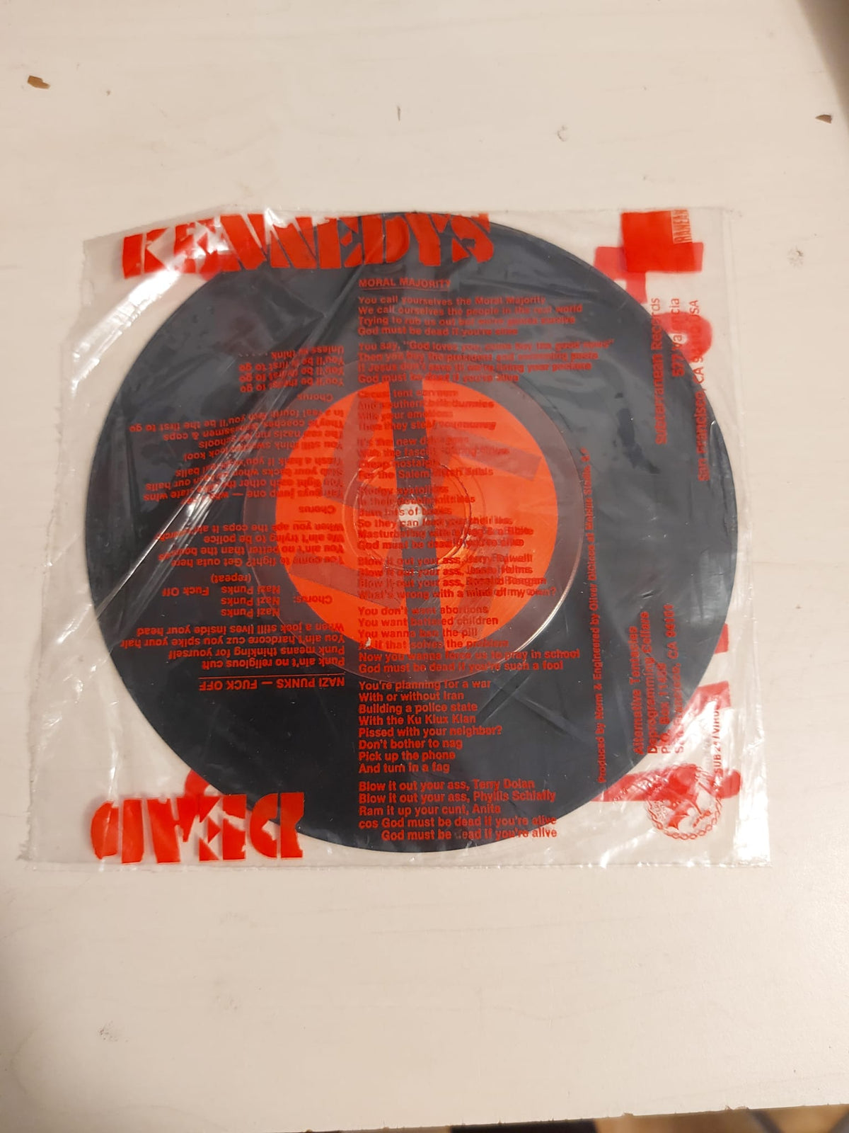 Dead Kennedys – Nazi Punks Fuck Off! / Moral Majority - 7" - Subterranean Records, Alternative Tentacles - Como Nuevo / Like New (M- / M-)