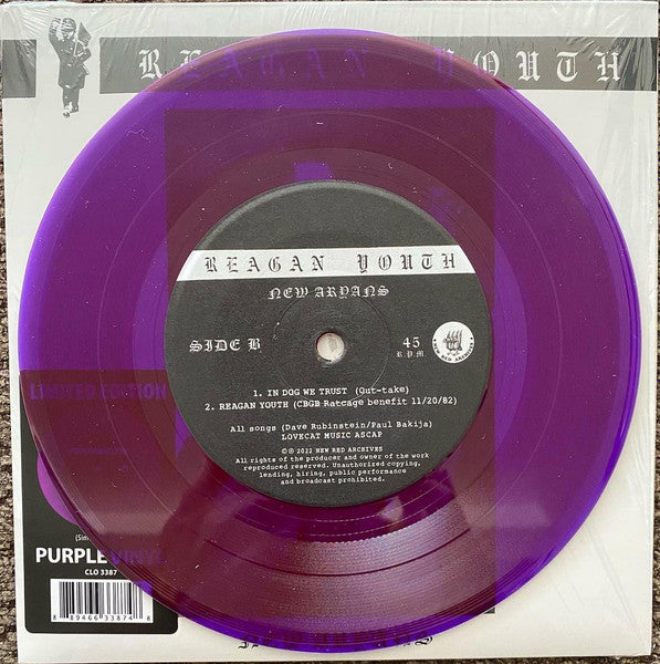 Reagan Youth – New Aryans - 7" - Purple Translucent - 2022 - New Red Archives – CLO 3387 - NUEVO / PRECINTADO - NEW / SEALED.