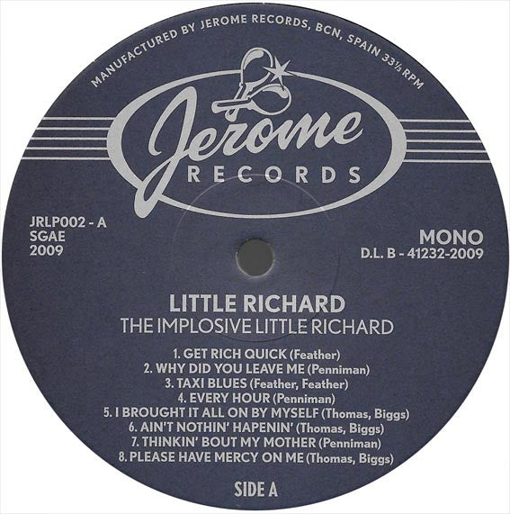 Little Richard – The Implosive Little Richard. The Pre-Specialty Sessions 1951-1953 - LP - Gatefold - 2009 - Jerome Records – JERLP002 - USED (M- / M-)