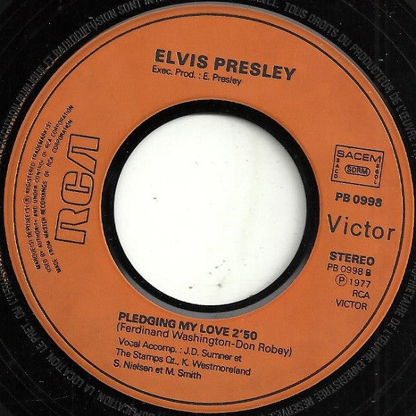 Elvis – Way Down - 7" - French Edition - 1977 - RCA Victor – PB 0998 - Vinilo Como Nuevo / Portada Muy Buen Estado (M-/VG+)