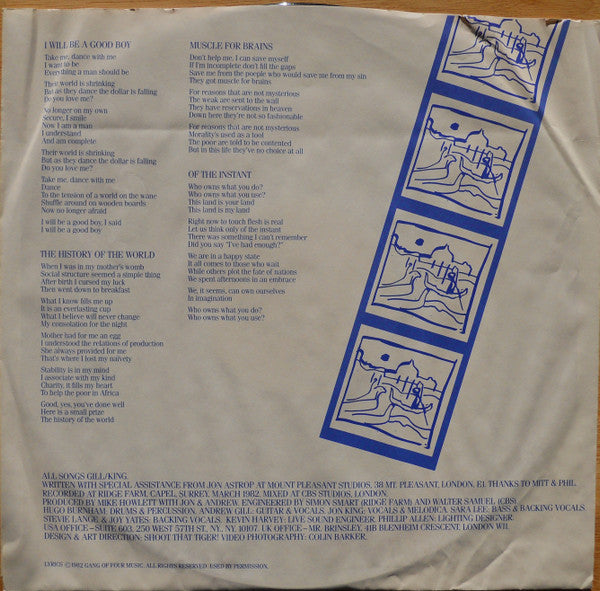Gang Of Four – Songs Of The Free - LP - 1982 - Warner Bros. Records – 1-23683 - Vinyl Very Good Condition / Cover Very Good Condition (VG+/VG+) - IMMEDIATE AVAILABILITY.