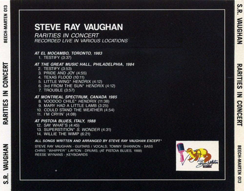 STEVIE RAY VAUGHAN CD Rarities In Concert