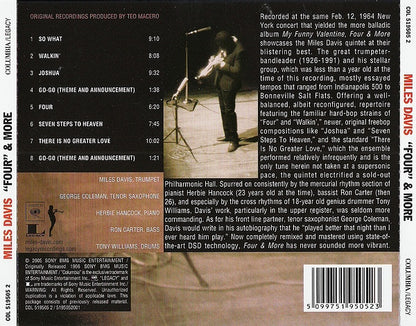 MILES DAVIS CD Four' & More - Recorded Live In Concert