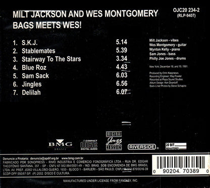 MILT JACKSON AND WES MONTGOMERY CD Bags Meets Wes! (Digipack)