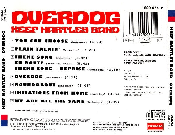 KEEF HARTLEY BAND CD Overdog
