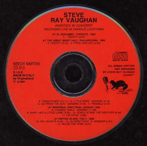 STEVIE RAY VAUGHAN CD Rarities In Concert