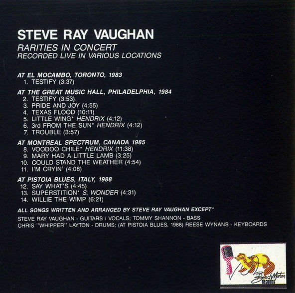 STEVIE RAY VAUGHAN CD Rarities In Concert