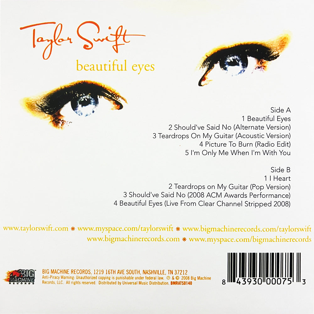 TAYLOR SWIFT LP Beautiful Eyes (Orange Coloured Vinyl)