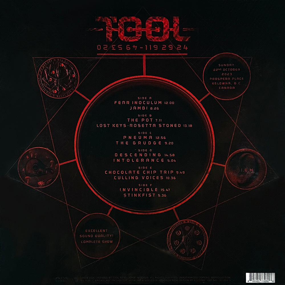 TOOL 3xLP BOX SET 119 29 24 Live Kelowna 2023 (Red Coloured Vinyls 400 Numbered)
