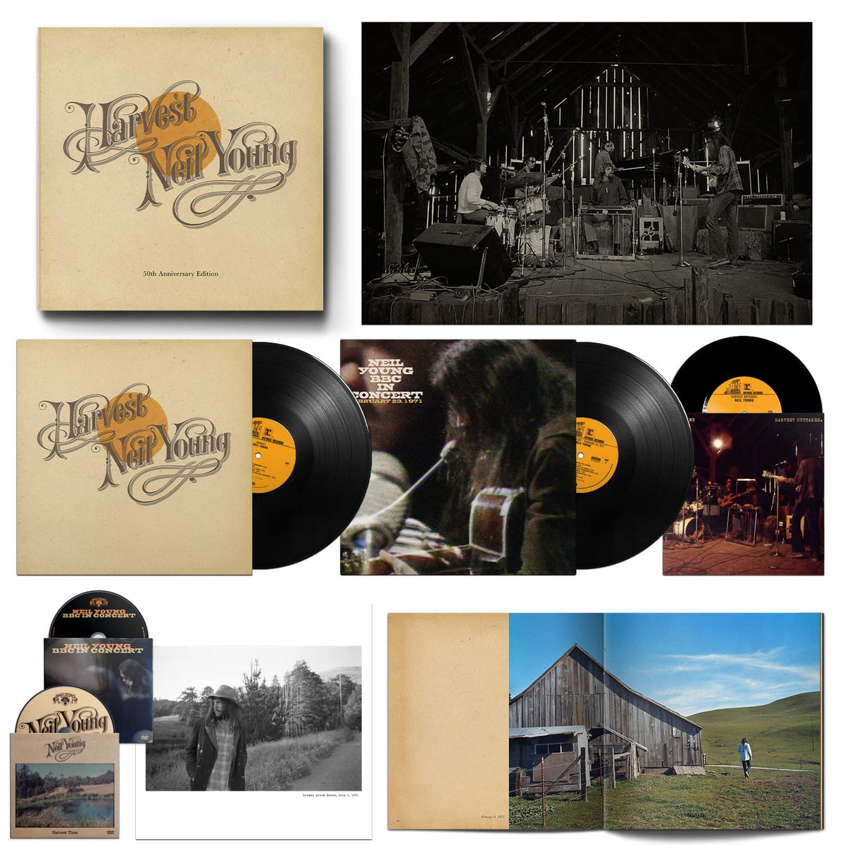 NEIL YOUNG BOX SET Harvest 2xLP+7"+2xDVD+Book (50th Anniversary Deluxe Edition)