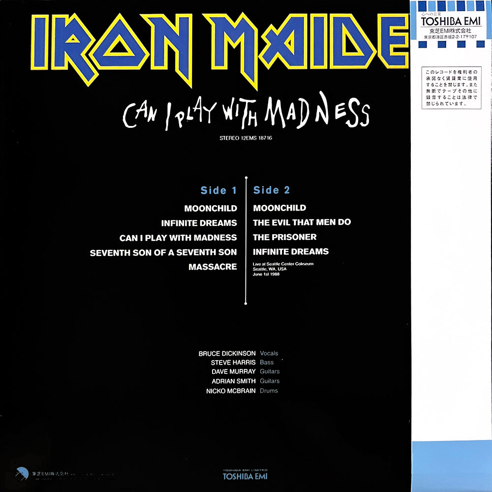 IRON MAIDEN LP Can I Play With Madness + Live Seattle 1988 (Blue Promo) OBI
