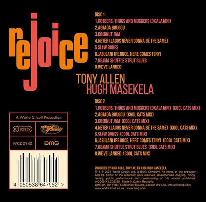 TONY ALLEN HUGH MASEKELA 2xCD Rejoice (Special Edition, Hardback Book Sleeve)