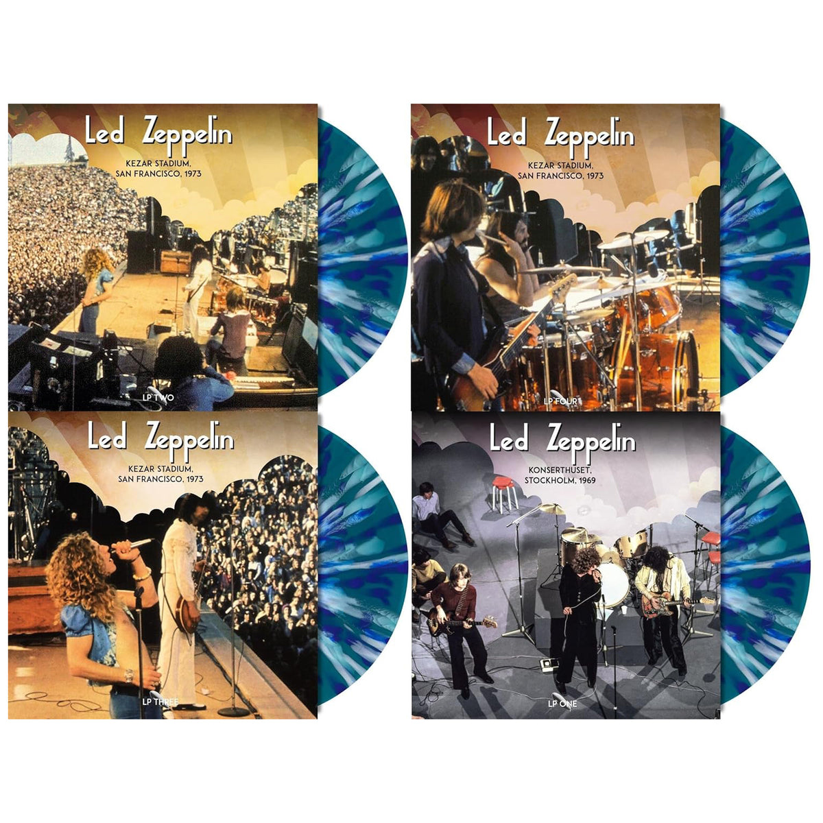 LED ZEPPELIN 4xLP BOX SET Live '69 & '73 (Blue & White Splatter Coloured Vinyls)