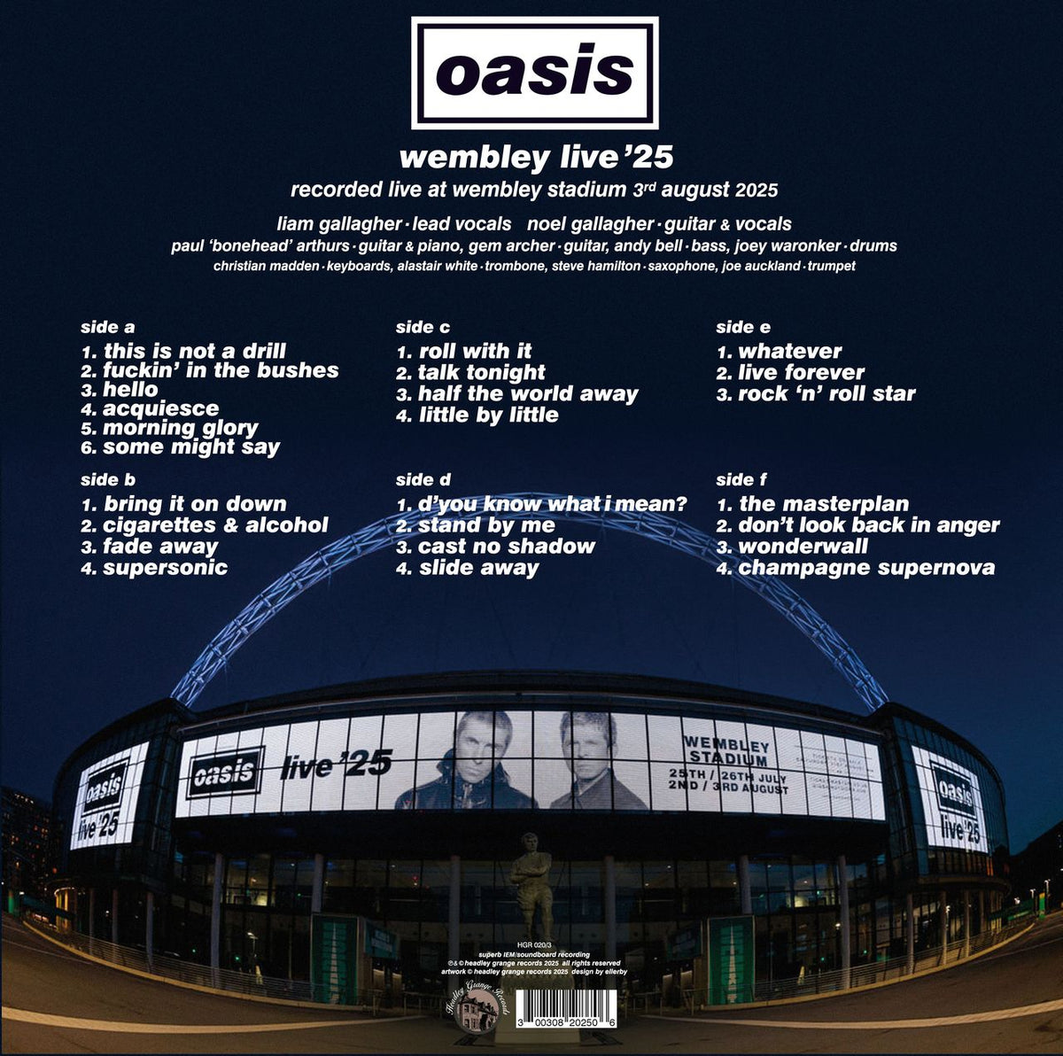 OASIS 3xLP BOX SET Wembley Live 25 (White Coloured Vinyls) 300 Numbered Copies