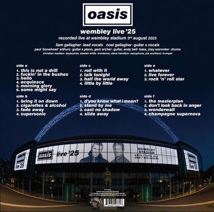 OASIS 3xLP BOX SET Wembley Live 25 (White Coloured Vinyls) 300 Numbered Copies