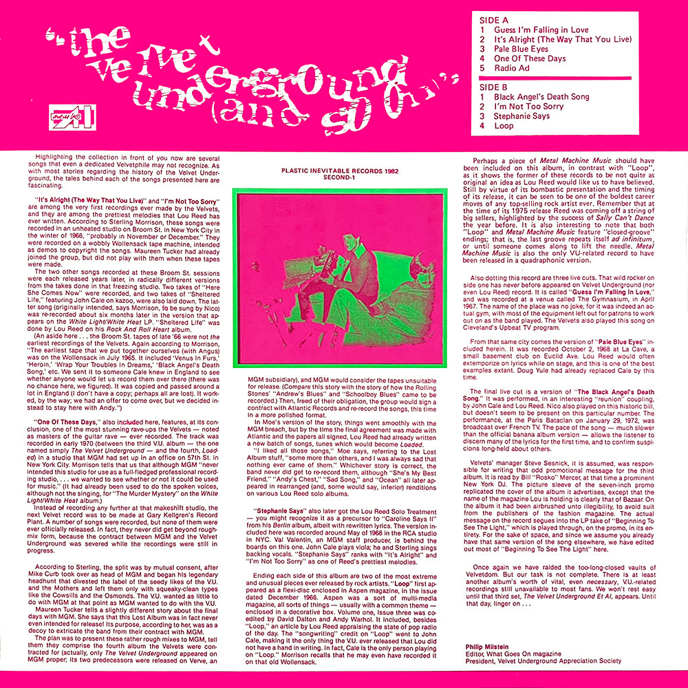 VELVET UNDERGROUND LP And So On