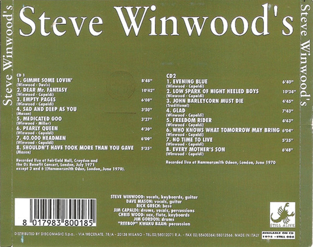 STEVE WINWOOD - TRAFFIC 2xCD Steve Winwoods