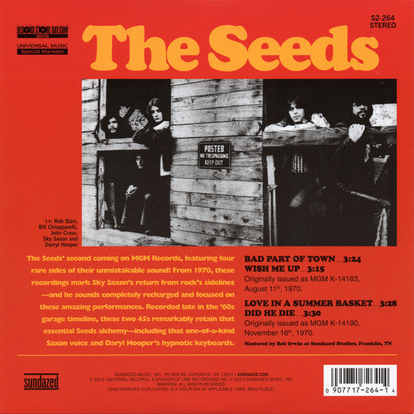 THE SEEDS 2x7" Bad Part Of Town (Record Store Day Exclusive)