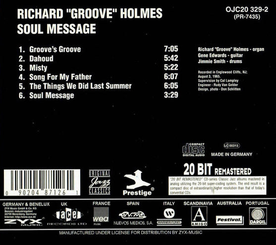 RICHARD "GROOVE" HOLMES CD Soul Message (Digipack)