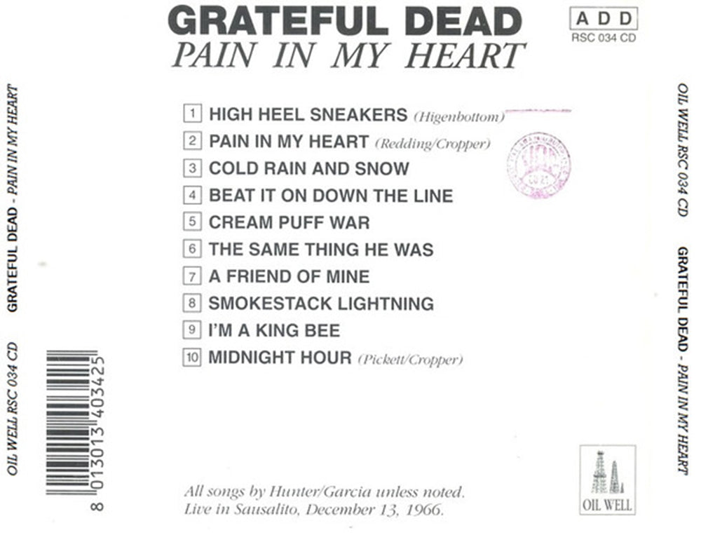 GRATEFUL DEAD CD Pain In My Heart