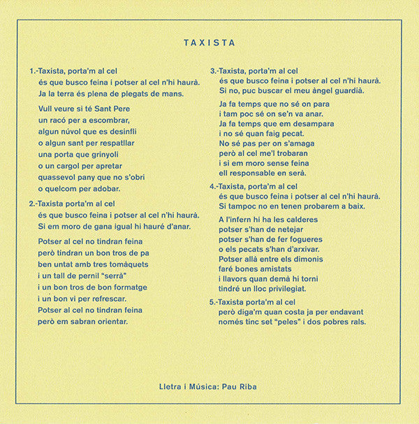 PAU RIBA 7" Taxista! Ep (Blue Translucent Coloured Vinyl)