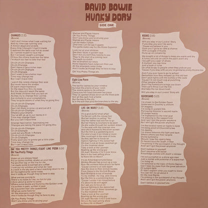 DAVID BOWIE LP Hunky Dory (180 Gram Heavyweight Vinyl) USA