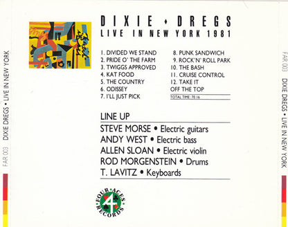 DIXIE DREGS CD Live In New York 1981