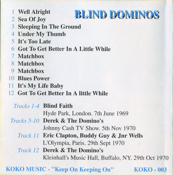 BLIND FAITH & DEREK AND THE DOMINOS CD Blind Dominos
