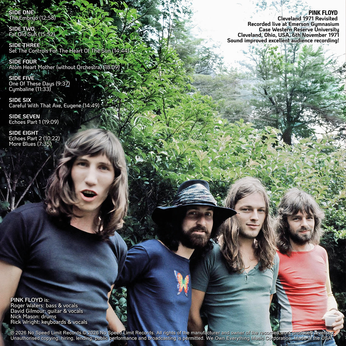 PINK FLOYD 4xLP BOX SET Cleveland 1971 Revisited (Coloured Vinyls) 300 Numbered