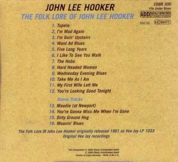 JOHN LEE HOOKER CD The Folk Lore Of