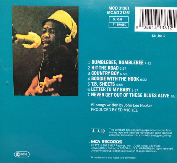 JOHN LEE HOOKER CD Never Get Out Of These Blues