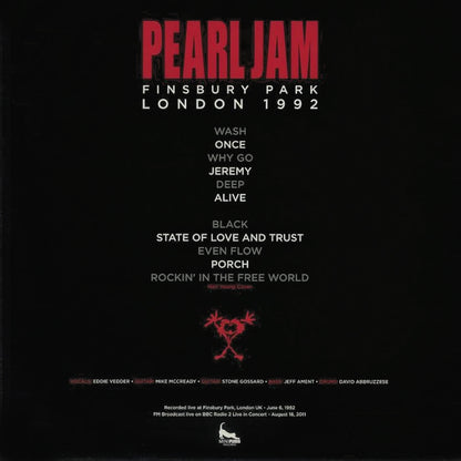 PEARL JAM LP Finsbury Park London 1992