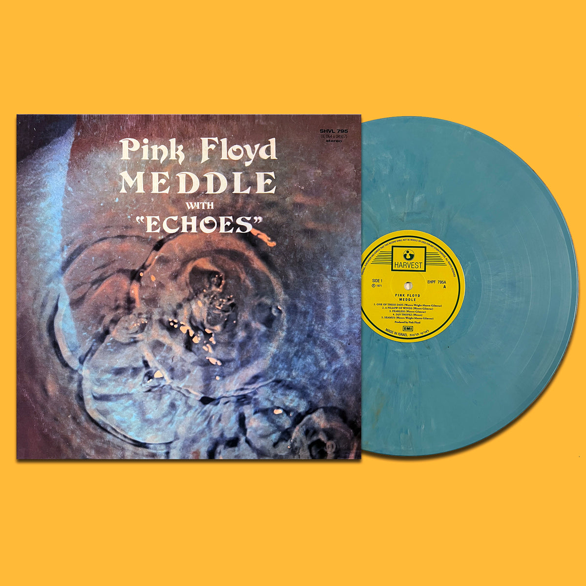 PINK FLOYD LP Meddle (Blue Marble Coloured Vinyl) Rare Israel Edition