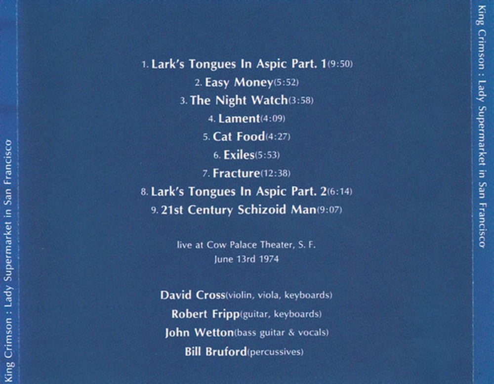 KING CRIMSON CD Lady Supermarket In San Francisco (Japan Import)