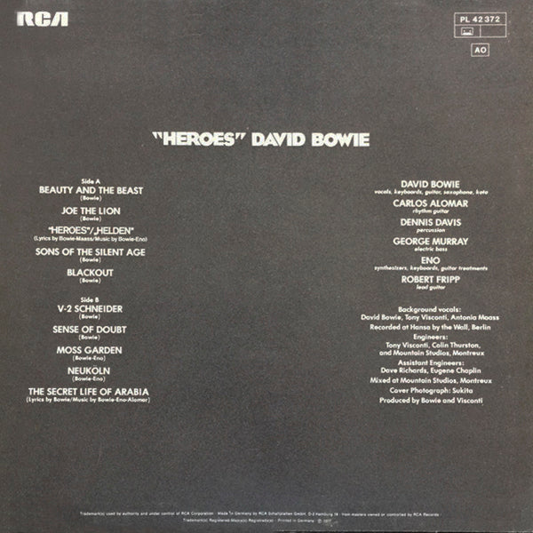 DAVID BOWIE LP Heroes (180 Gram Heavyweight Vinyl)