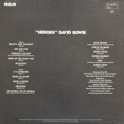 DAVID BOWIE LP Heroes (180 Gram Heavyweight Vinyl)