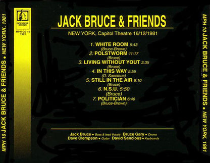 JACK BRUCE & FRIENDS CD New York 1981