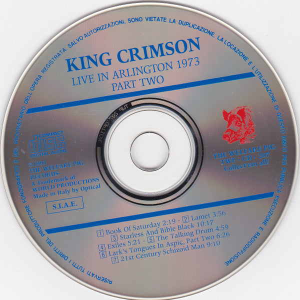 KING CRIMSON CD Arlington 1973, Part Two
