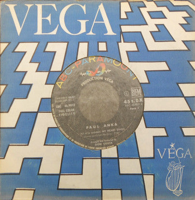 Paul Anka – My Heart Sings / I Love You, Baby - 7” - Edición Francesa - ABC-Paramount ‎– ABC 45.9810 - Buen Estado / Good Condition (VG / Generic White Sleeve)