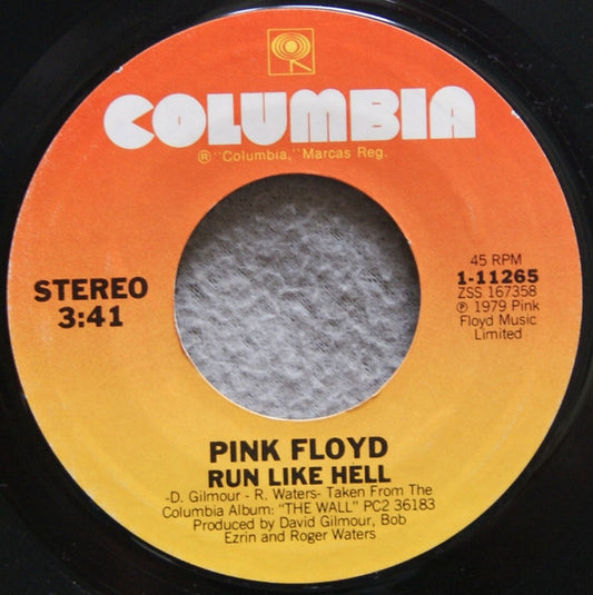 Pink Floyd – Run Like Hell - 7" - 1980 - Columbia – 1-11265 - Vinyl Very Good Plus Condition / Generic Sleeve (VG+/Generic).