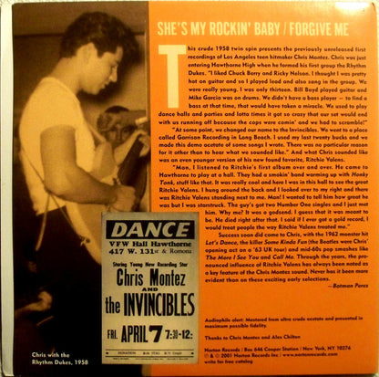 Chris Montez And The Invincibles – She's My Rockin Baby - 7" - 2001 - Norton Records – 45-093 - Like New / Like New (M- / M-)