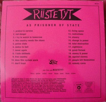 Riistetyt – As A Prisoner Of State - LP - 2005 - Höhnie Records – HÖ 64, Propaganda Records – HÖ 64 - USED (M / VG+)