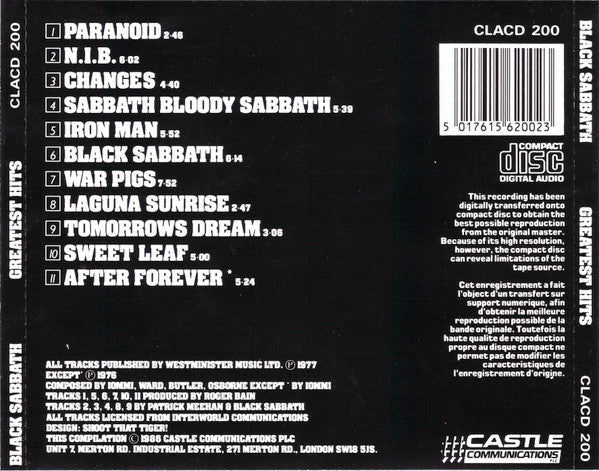 Black Sabbath – Greatest Hits - CD - Como Nuevo / Like New (M- / M-)