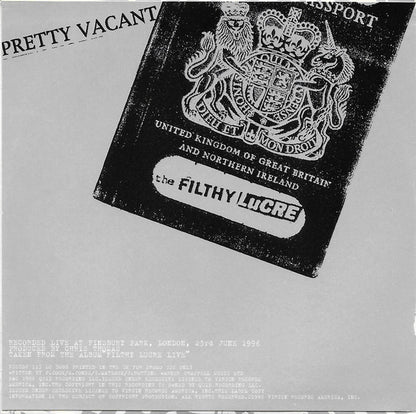 Sex Pistols – Pretty Vacant - CD, Single, Promo, Card Sleeve - 1996 - Virgin – VUSCDJ 113 - Sticker on front cover - CD Como Nuevo / Portada Muy Buen Estado.