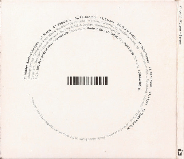 Vincent I. Watson ‎– Serene - CD - Digipak - NUEVO - PRECINTADO / NEW – SEALED.