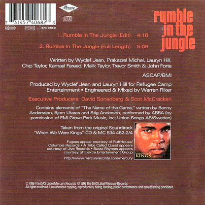 Fugees – Rumble In The Jungle - CD, Single - 1996 - Mercury – 574 068-2 - CD Muy Buen Estado (VG+) / Portada Muy Buen Estado (VG+)