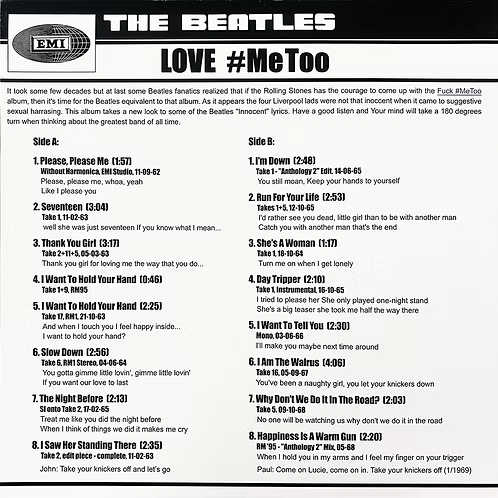 BEATLES LP Love Me Too (White Coloured Vinyl) Sexist Songs Love #MeToo