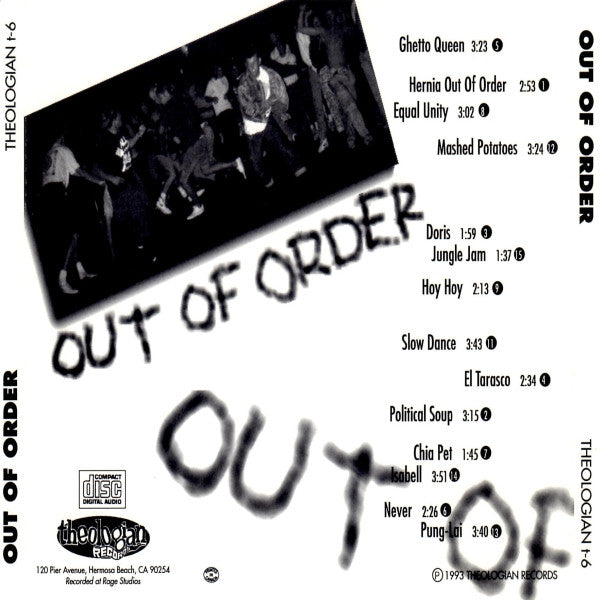 Out Of Order – Out Of Order - CD - 1993 - Theologian Records – t-6 - Buen Estado / Good Condition (VG / VG+)